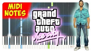 GTA Vice City  Main Theme Piano Tutorial Piano Sheet  midi [upl. by Hacissej]