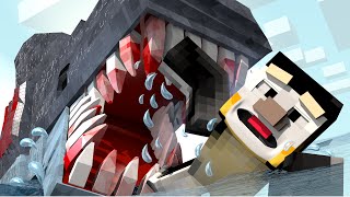 Minecraft  TO KILL A MOVIE MONSTER JAWS SHARK ATTACK Jaws Shark in Minecraft [upl. by Oyek819]