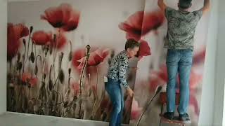 Fotobehang plakken  behangen klaprozen Paste  wallpaper photo wallpaper poppies [upl. by Eednyl]