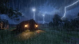 HEAVY RAIN on Roof for Deep Sleep amp Insomnia Relief  Night Thunderstorm for Insomnia Study Relax [upl. by Eenaej]