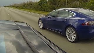 Tesla Model S P90D Ludicrous vs P85D Insane Race [upl. by Missi344]