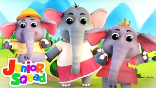 Five Little Elephants  Elephants Song  Nursery Rhymes amp Kids Songs  Baby Song with Junior Squad [upl. by Nic]