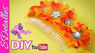 Peineta Decorada con FLORES ARTIFICIALES ðŸ˜± Video 183 SDetalles [upl. by Orian]