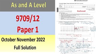 As and A Level Pure Maths Past Paper1 October November 2022 970912on2022  Full Solution [upl. by Eseret516]