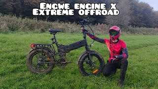 Spiderman rides Engwe Engine X 20 Inch Foldable Electric Bike EXTREME OFFROAD [upl. by Aniarrol56]