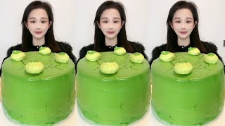 Asmr🍰Eating Matcha Layer Cake🍰 Soft And Waxy Sound 크림丨먹방丨Mukbang丨Satisfying丨Eatings [upl. by Keldon]