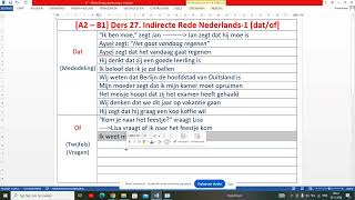 A2  B1 Ders 27 Hollandacada Dolaylı Anlatım1 Indirecte Rede Nederlands1 [upl. by Kayle]