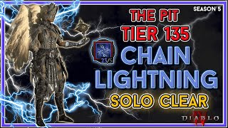 Pit Tier 135 Chain Lightning Sorc Solo Clear No Splintering  Diablo 4 Season 5 [upl. by Worsham]