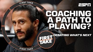 COACH KAEPERNICK 😮 Jim Harbaugh offers Colin Kaepernick job with LA Chargers  First Take [upl. by Ardnuek]