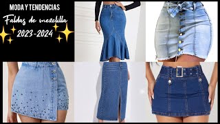 FALDAS DE MEZCLILLA 20232024 MODAYTENDENCIA ideasoutfits moda2023 moda2023mujer tendencia2023 [upl. by Menken]