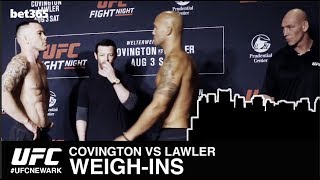 COVINGTON amp LAWLER WEIGHIN amp FACE OFF UFCNEWARK [upl. by Sukram]