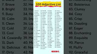 100 Adjective Words Basic English adjective shorts [upl. by Anipsed]