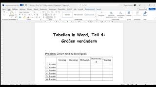 Tabellen in Word Teil 4 Größen verändern [upl. by Toile]