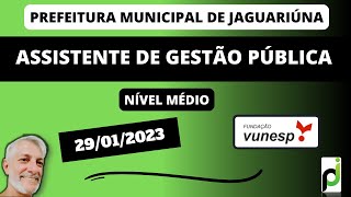 QUESTÃƒO 12  ASSISTENTE DE GESTÃƒO PÃšBLICA DA PREFEITURA DE JAGUARIÃšNA 2023 [upl. by Koy]