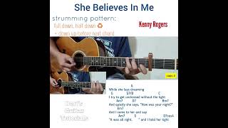 She Believes In Me  Kenny Rogers guitar strumming tutorial with lyrics and chords [upl. by Amsirak]