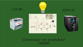 Onduleur Monophasé sinusoïdal 12V vers 220V de 1000W [upl. by Yduj]