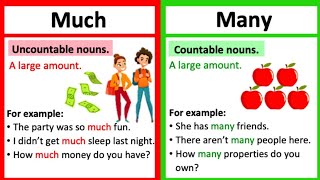 Much vs Many l Countable vs Uncountable l What is the difference between Much vs Many I [upl. by Jessy]