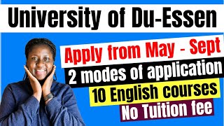 No tuition and No Application fees how to apply for MSc at University of DuisburgEssen Germany [upl. by Cone]