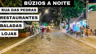 O que fazer em Búzios RJ a noite Centro Rua das Pedras Orla Bardot [upl. by Mable]