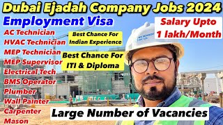 Dubai EJADAH Company Jobs 2024  Direct Work Visa  Good Salary [upl. by Suixela]