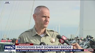 ProPalestinian protesters on Bay Bridge throw their car keys into water [upl. by Aral]