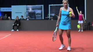 Barbora Zahlavova Strycova service  return game vs Amanmuradova  Porsche Tennis Grand Prix 2012 [upl. by Ajna554]