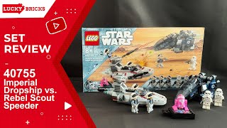 LEGO 40755 Imperial Dropship vs Rebel Scout Speeder Review  LEGO Star Wars 2024 [upl. by Aihgn]