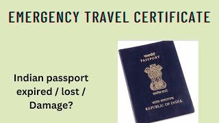 Indian passport Lost  Emergency Travel Document travel to India [upl. by Grenville]