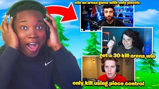 I Asked Famous Fortnite Youtubers To Give Me Challenges In Arena [upl. by Nodlehs]