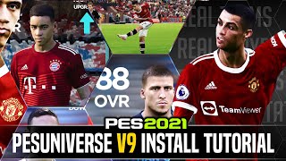 PESUNIVERSE V9 Option File Install Tutorial  20212022 Kits Updated Player Stats Klashman Tactics [upl. by Anelrahc647]