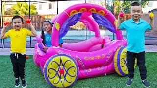 Wendy Pretend Play with Inflatable Princess Carriage Toy [upl. by Doss]