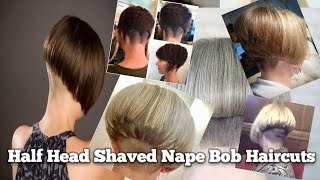 Nice Half Head Shaved Nape Bob and Full Head Shaved Nape Bob Haircuts for Women 2024 Haircuts Girls [upl. by Yalcrab]