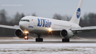 UTair Boeing 767 VPBAG smooth landing with one thrust reverser [upl. by Kaela571]