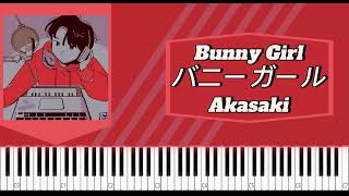 Bunny Girl バニーガール  Akasaki PIANO TUTORIAL SHEET  MIDI [upl. by Dahsra]