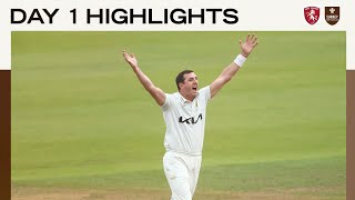 Highlights Surrey take three wickets on shortened first day at Kent [upl. by Bradshaw823]