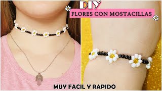 Tutorial🌼 Flores con mostacillas choker pulsera [upl. by Aititil674]