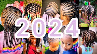 💯🔥2024 Best Ideas For Little Girls Cornrows Braids Hairstyles  Cute Kids Hairstyles with Beads👍🎄 [upl. by Linder55]