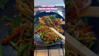 Udon noodles stir fry cooking lovetocookformyfamily udon stirfry wagyubeef foryou [upl. by Acirrej]