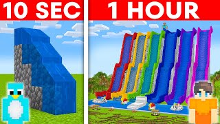 10 Second Vs 1 Hour  Waterpark House Build Challenge in Minecraft [upl. by Attenra]