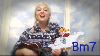 Day 10 Frosty the Snowman  ukulele cover with Chords [upl. by Fira]