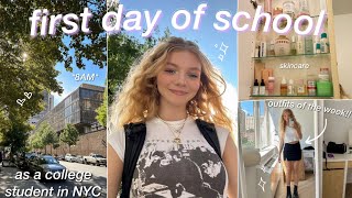 8AM FIRST DAY OF SCHOOL GRWM amp morning routine as a college student in NYC what i wear in a week [upl. by Aneekan]