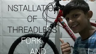 How To Install Threadless Suspension Fork And Headset In MTB SR Suntour XCM  Unique Rider [upl. by Ahsiat]