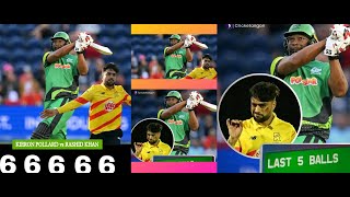 Rashid khan Vs Pollard 5 sixes in 5 BallsThe Hundred league [upl. by Sinned861]