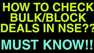 How to Check bulk deals in NSE  How to Check block deals in NSE  How to Check Short Selling Data [upl. by Ahswat]