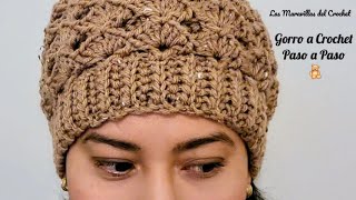 GORRO A CROCHET tejido paso a paso para mujer [upl. by Mateo]