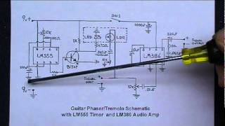 Guitar PhaserTremolo with a LM386 and a 555 timer chip [upl. by Derfliw931]