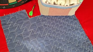 Sashiko 2 patterns on a home sewing machine – “linked steps” “Arrow fletching” [upl. by Amling]