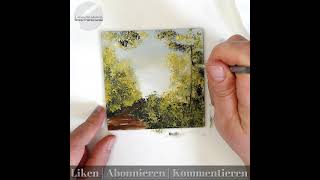 Waldweg ein kleines Landschaftsbild malen lernen mit Acryl  Acrylmalerei für Anfänger  Kurzvideo [upl. by Yadroc]