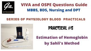 Experiment 5 HB estimation by Sahlis method  Viva and OSPE Guide [upl. by Goldi]