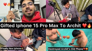 I Gifted IPhone 15 Pro Max To Archit ❤️🔥 Archit Emotional Hogya😭🥹 [upl. by Gavrila]